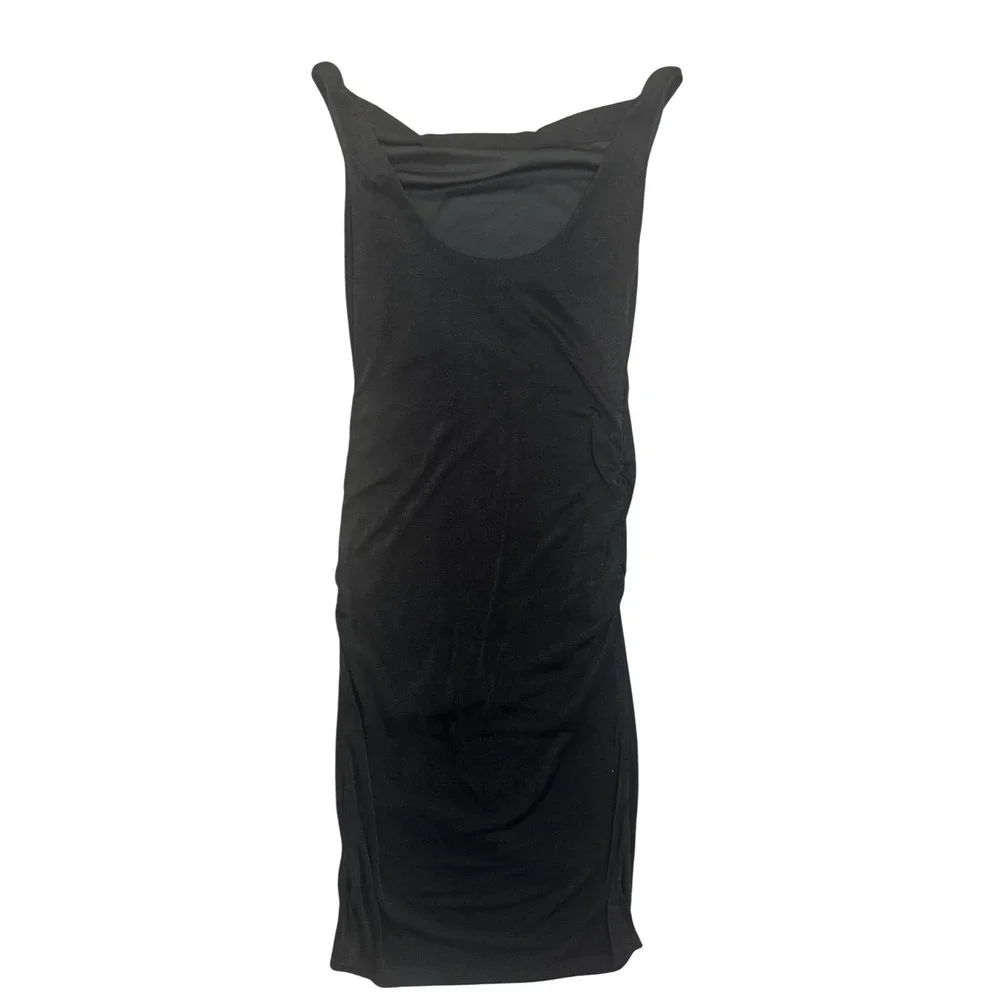 Liz & Sara Women's‎ Black Ruched Side Sleeveless Cowl Neck Midi Dress Size Large